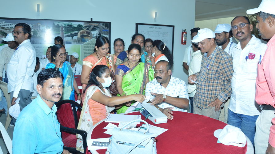 A health check-up camp was held on National Survey Day.